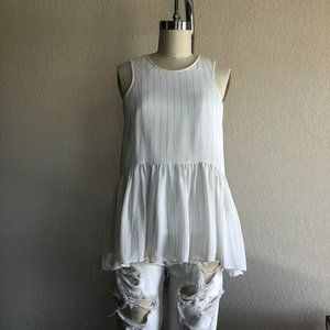 Tibi Pinstriped Sleeveless Peplum Tank Blouse Empi